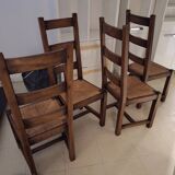 Set of 4 Monastery chairs in solid oak wood