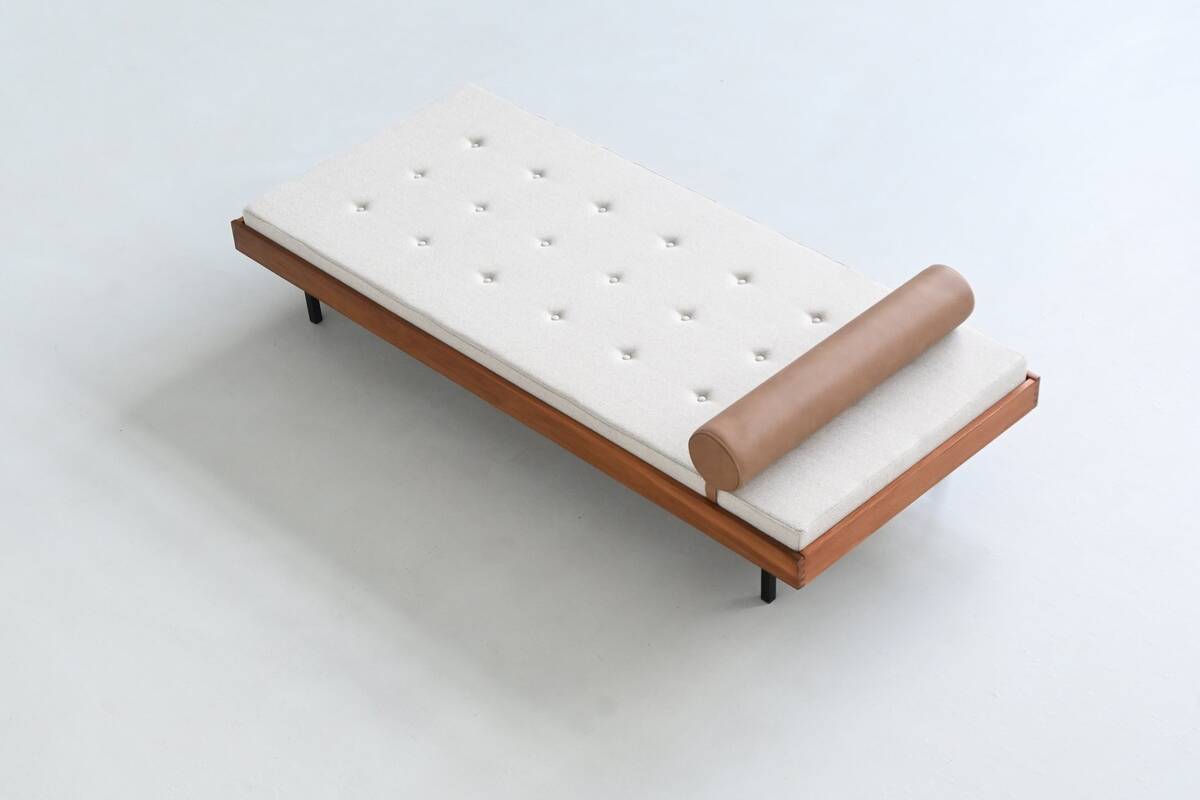Dutch daybed in teak, metal and wool, mid-century, The Netherlands, 1960