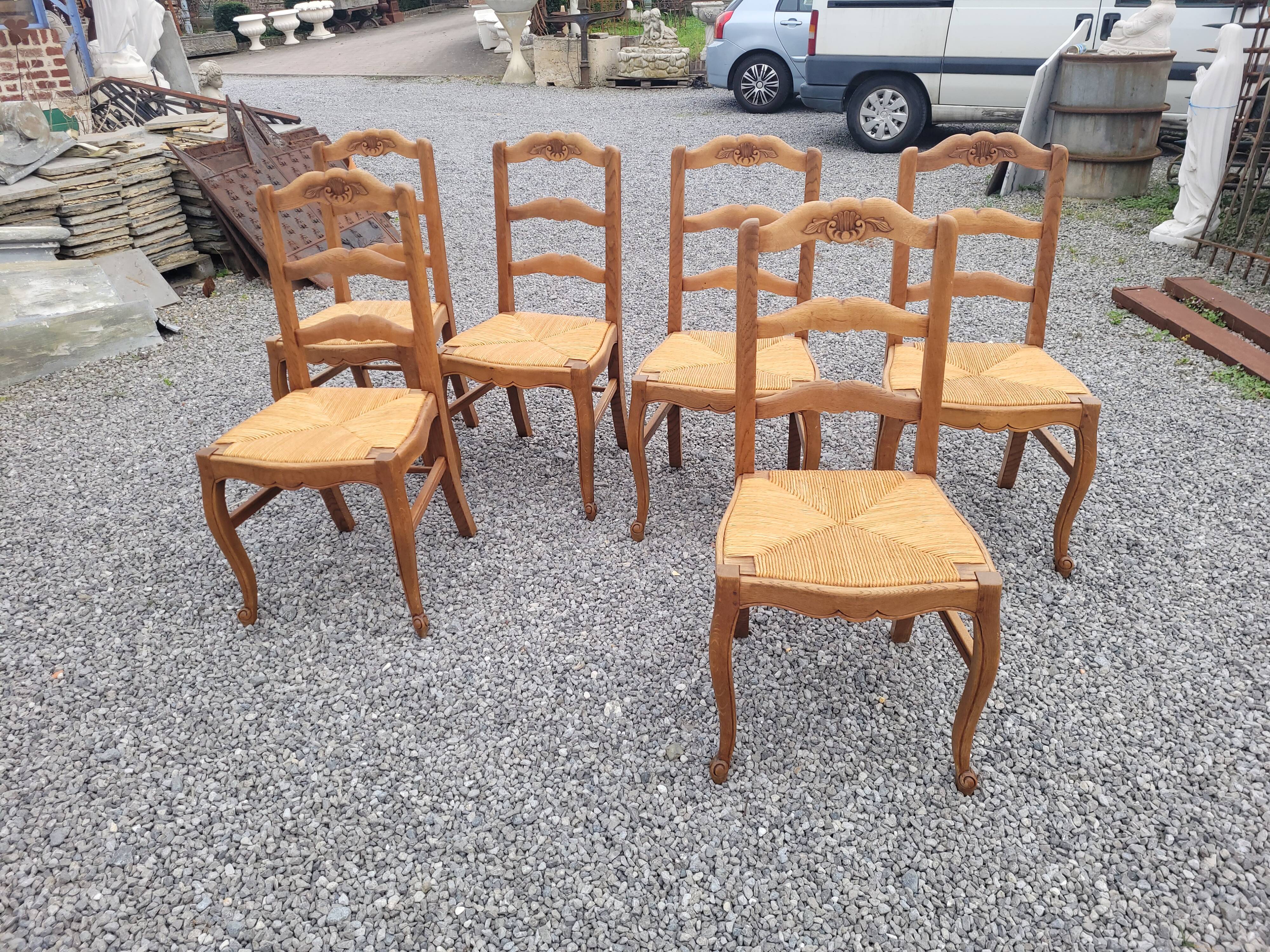 6 Louis XV style oak chairs