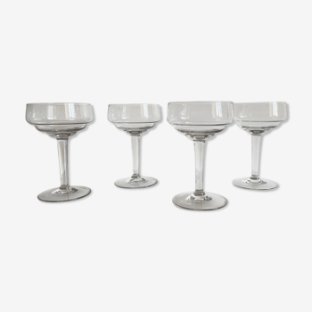 4 coupes à champagne verre soufflé 1930