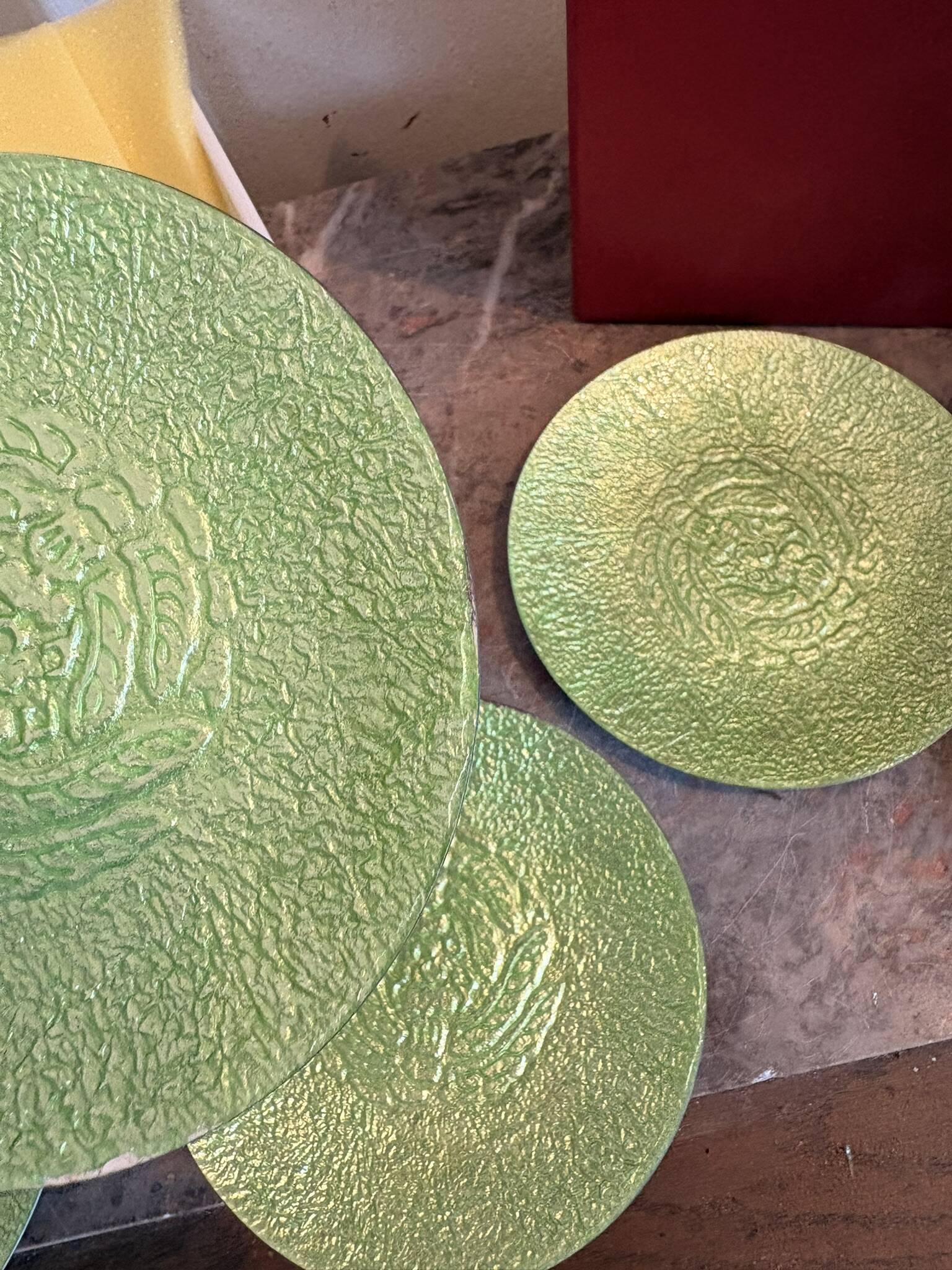 Japanese Green Cup Saucer Underplate ANDOI CLOISONNE CLOISON