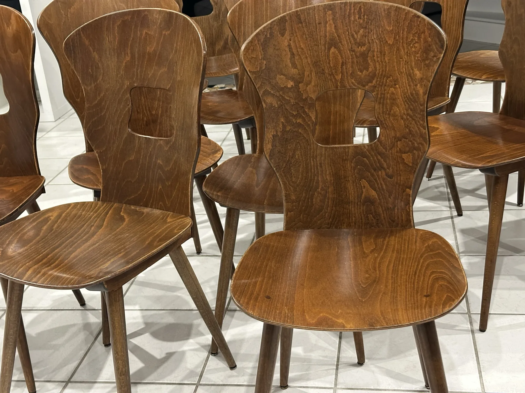 Set of 12 Baumann bistro chairs model Gentiane vintage 1970