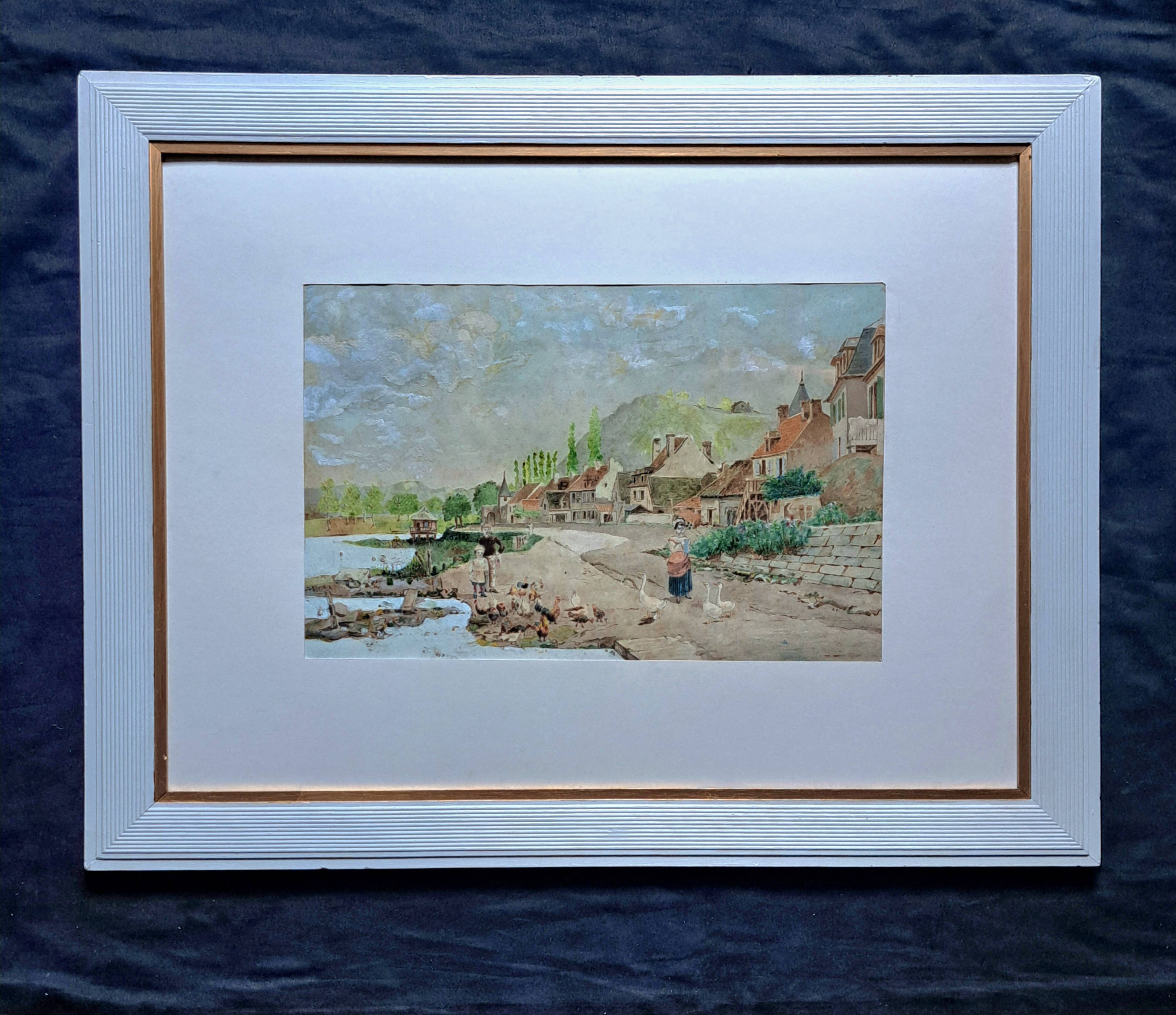 Tableau impressionniste - Aquarelle et gouache - École française vers 1900