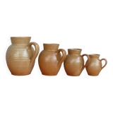 Set of 4 pitchers, CNP, Grès Village France.