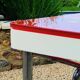 Table "floating" Space age 1970 Red Glass and Dove Tail - 140x80cm
