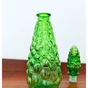 Bouteille/carafe Genie en verre à bulles vert Empoli vintage