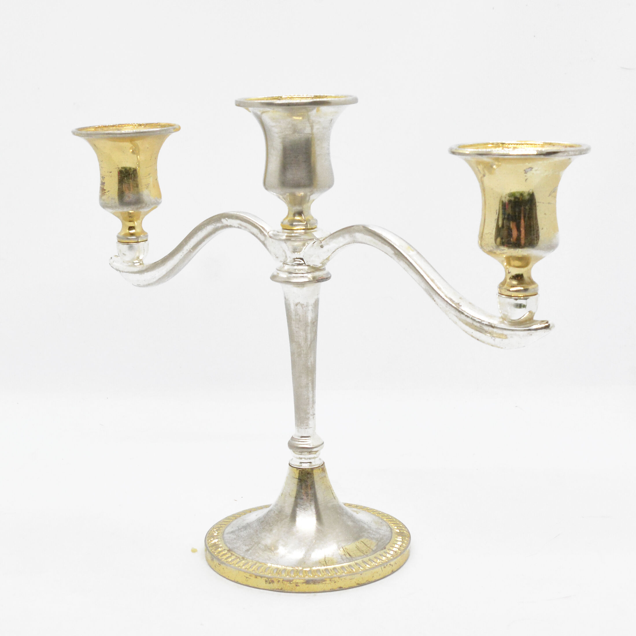 Three-branched plated candlestick, France of the south of the 20th century