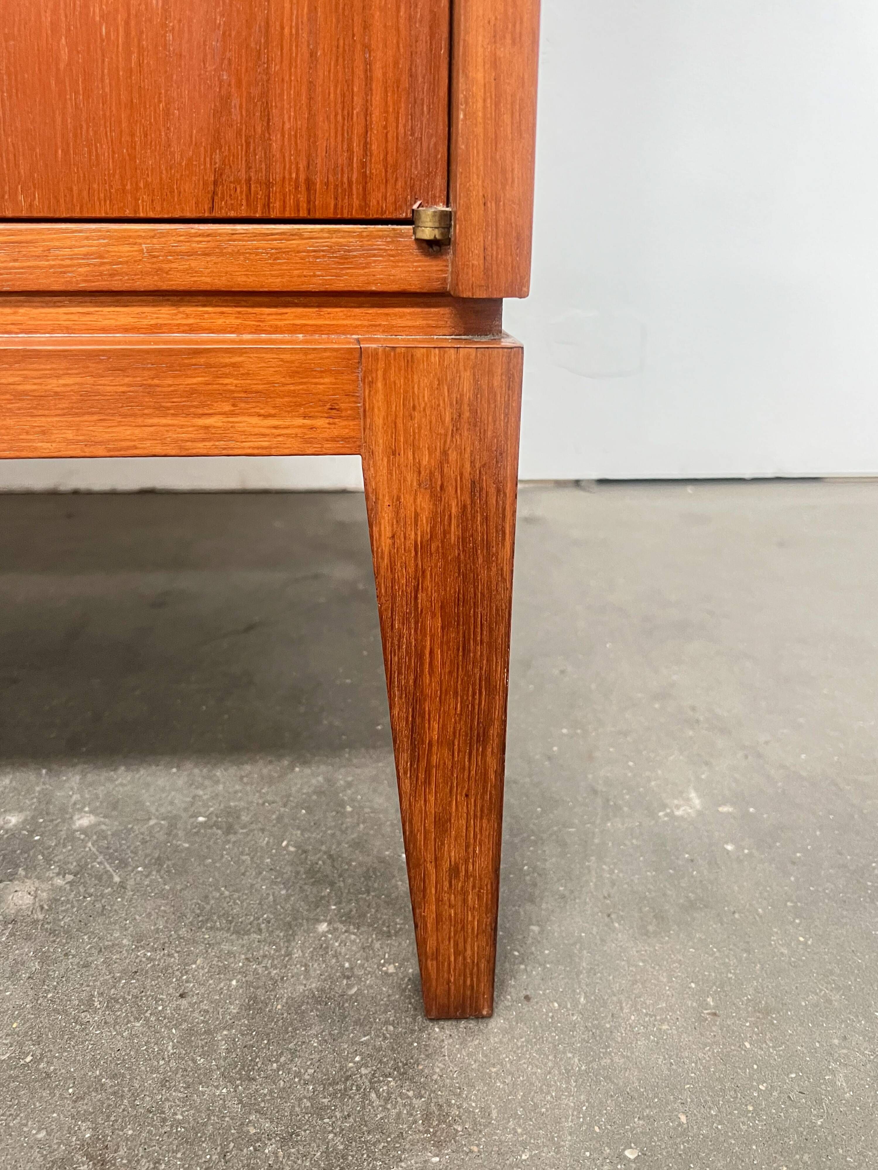 High vintage wooden sideboard with display cabinet and bar - Scandinavian style