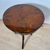Round Biedermeier Sewing Table in Walnut with Ebonized Legs, South Germany, 1825
