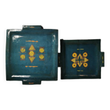 2 very beautiful Ethical dishes with South American geometric patterns. Square Format