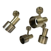 2 of 4 minimalist solid Brass "tube" SPOT Ceiling wall Lights, Italy 1970s
