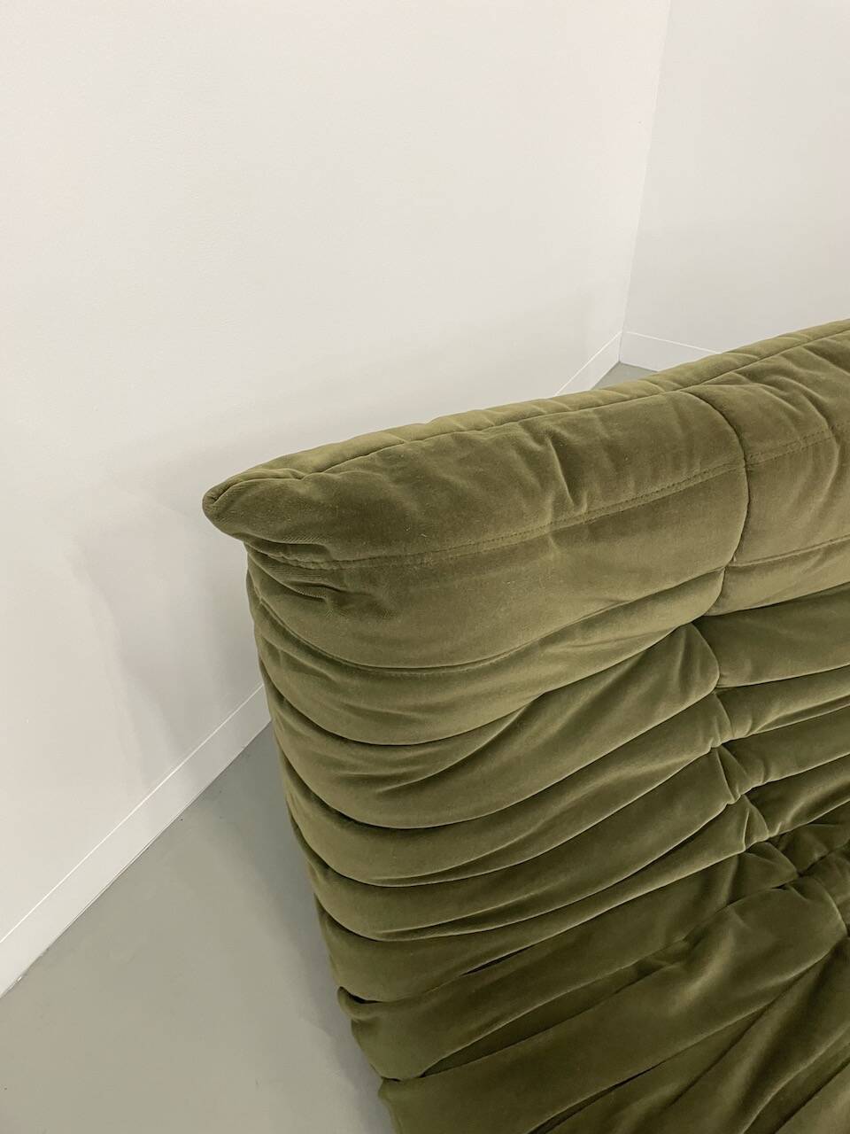 Vintage 2 and 3 seater green velvet togo set