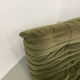 Vintage 2 and 3 seater green velvet togo set