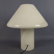 Opal Murano glass mushroom lamp with spiral stripes, 1970s modernist design.