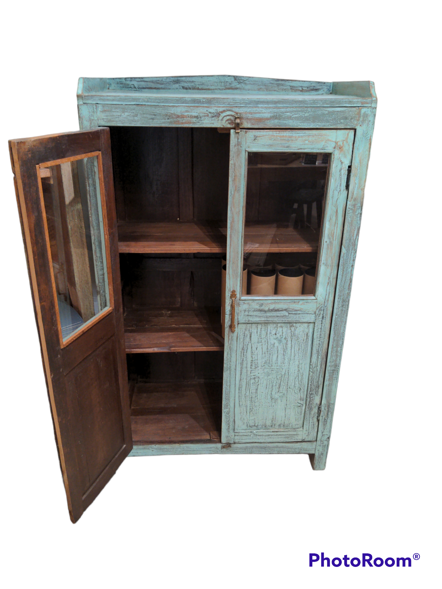 Teak curiosity cabinet
