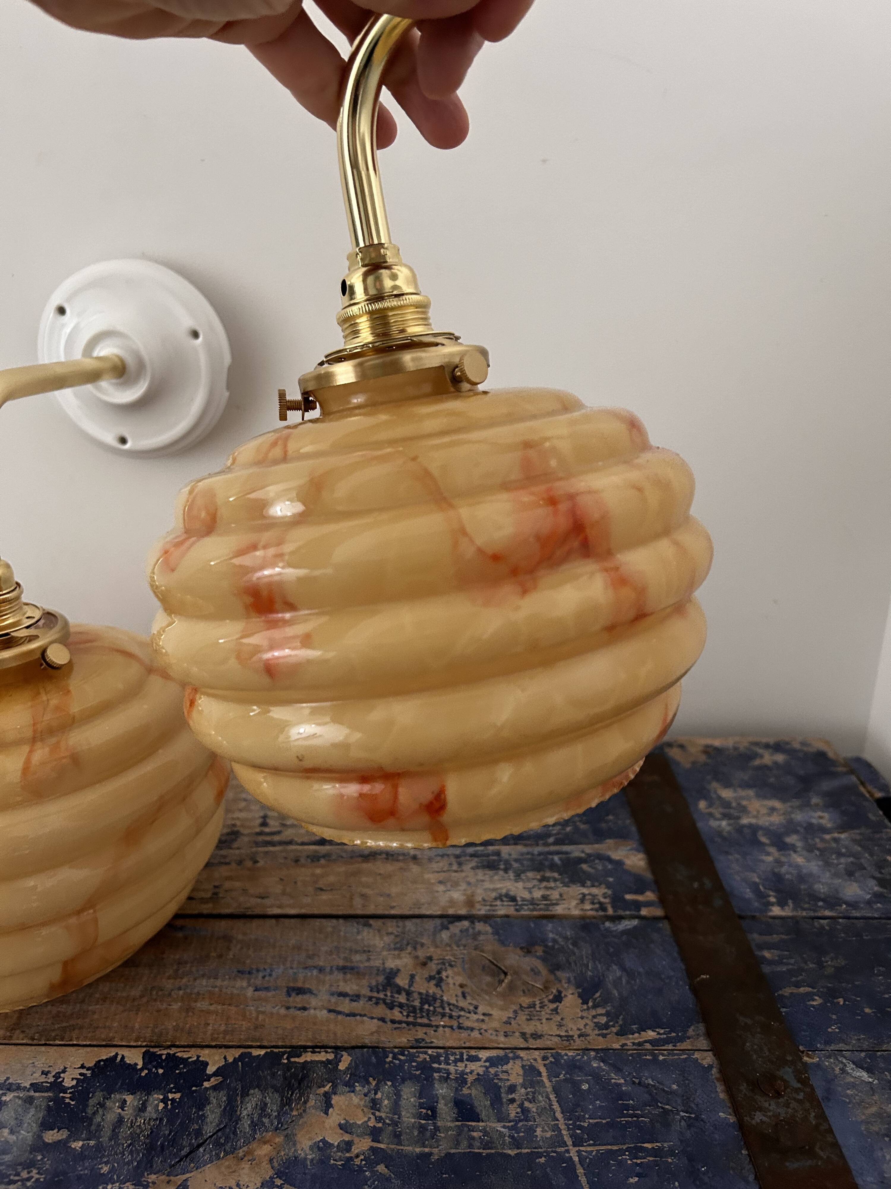 Pair of Art Deco globe wall lights