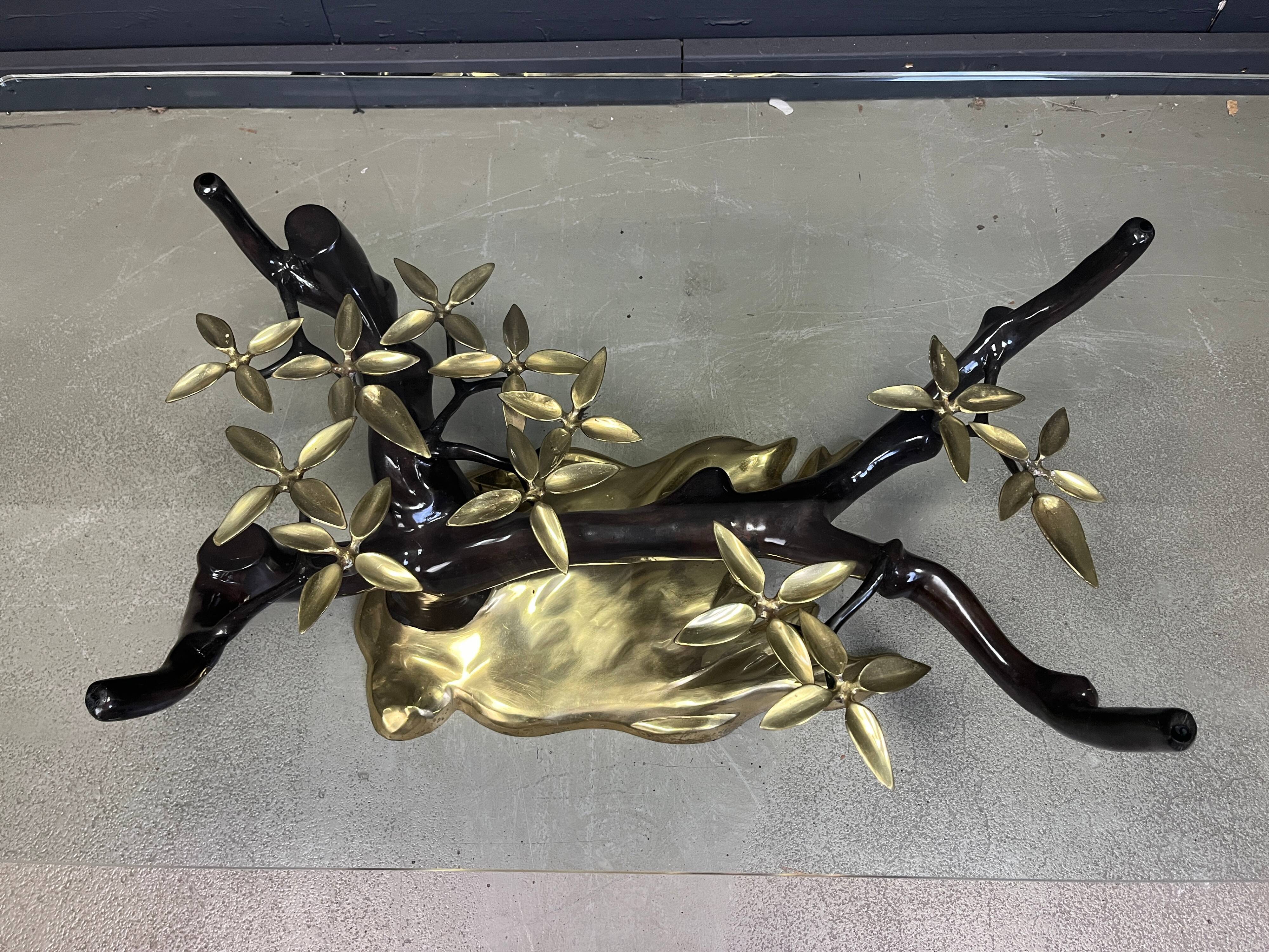 Brass bonsai coffee table by Willy Daro, 1970s
