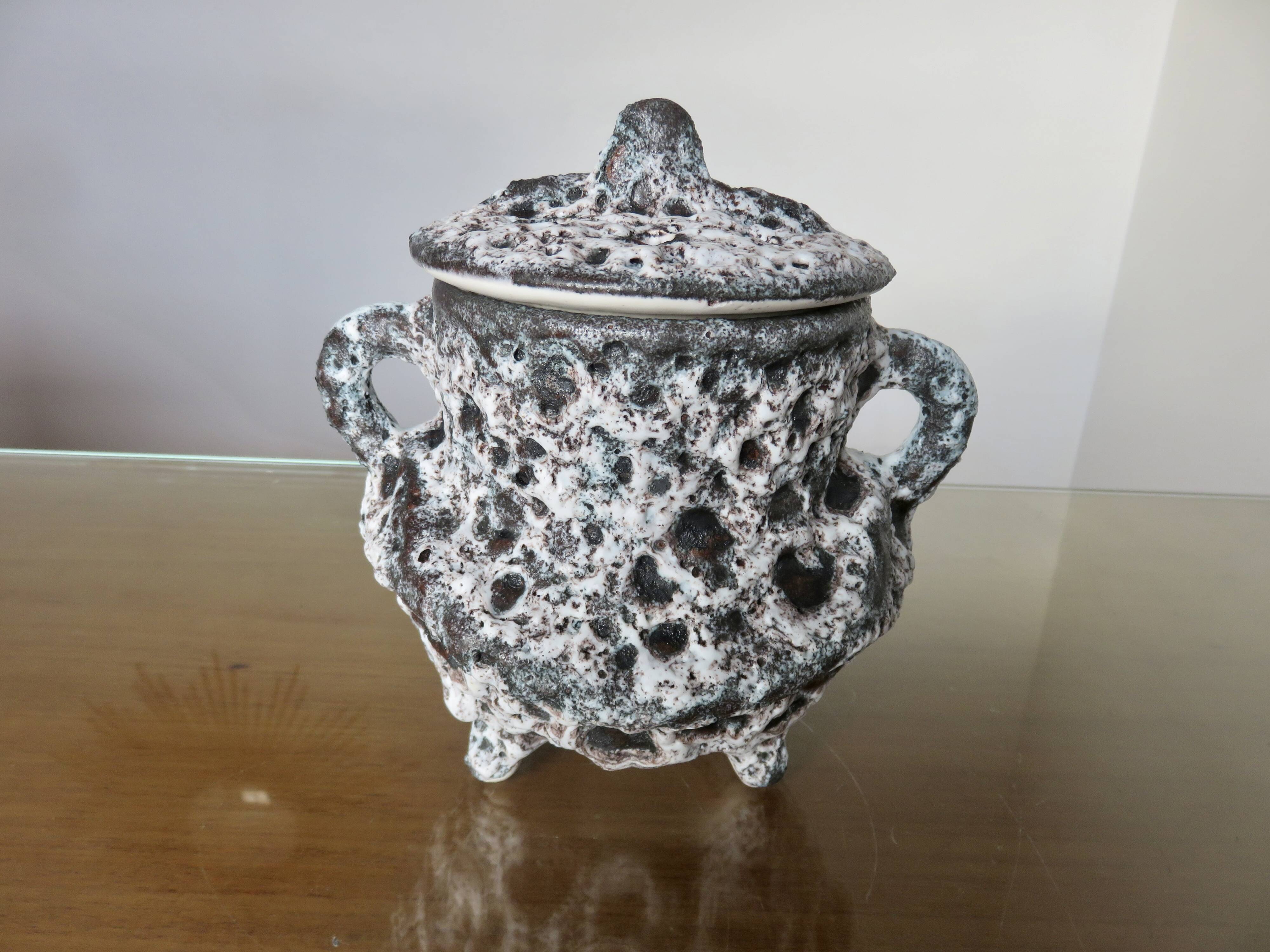 Fat lava tripod flower spike vase