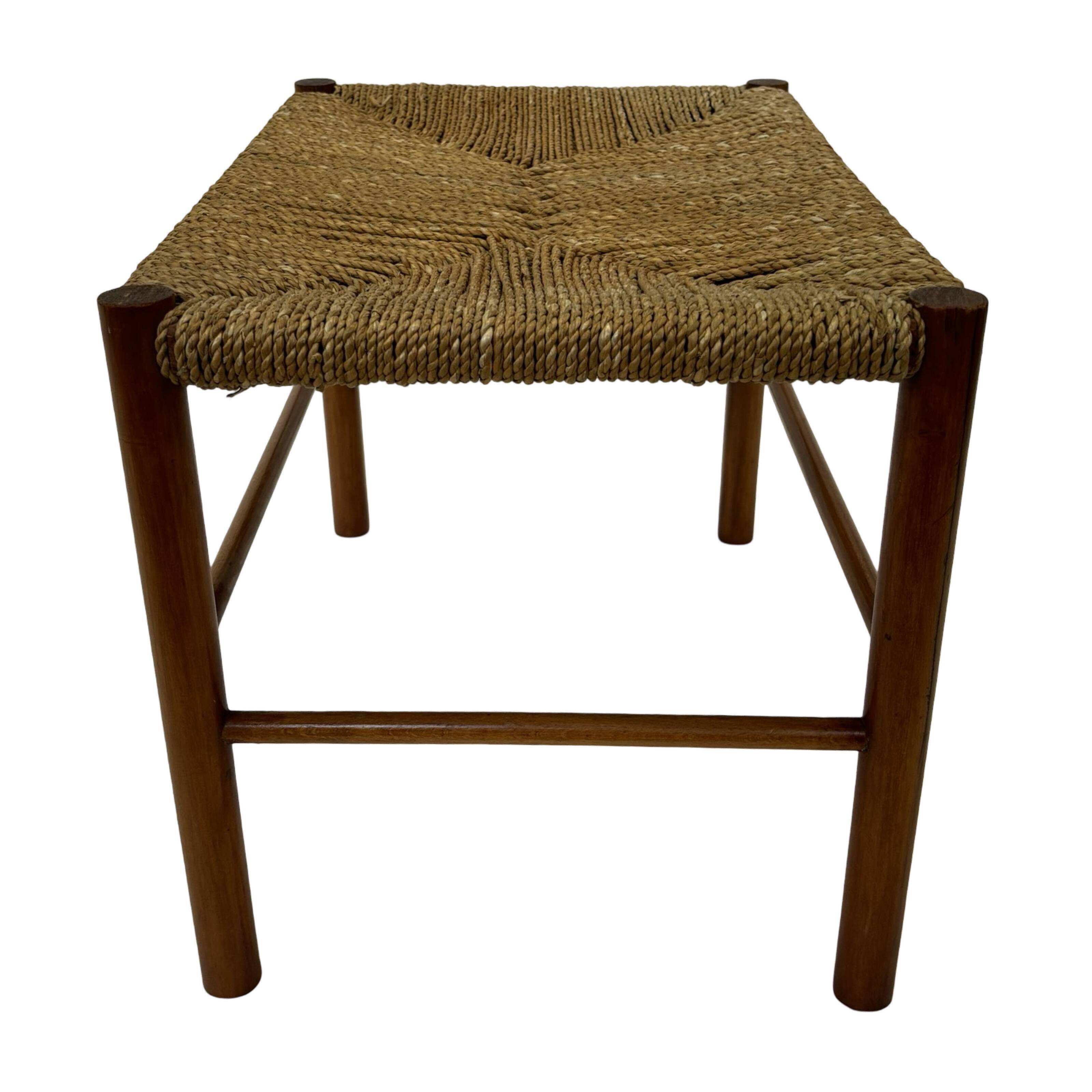 Vintage Stool Danish Papercord Rope Stool Mid Century Ottoman