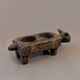Antique African terracotta candle holder L20cm