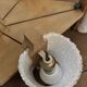 Vintage Scandinavian chandelier 6 lights – Wood and frosted Perspex – 1960s/70s