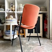 DSC 106 chair in peach cotton and black metal by Giancarlo Piretti for Anon
