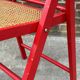 Vintage  Mid-Century Woven Cane Folding Chair  1960s in red cesca style
