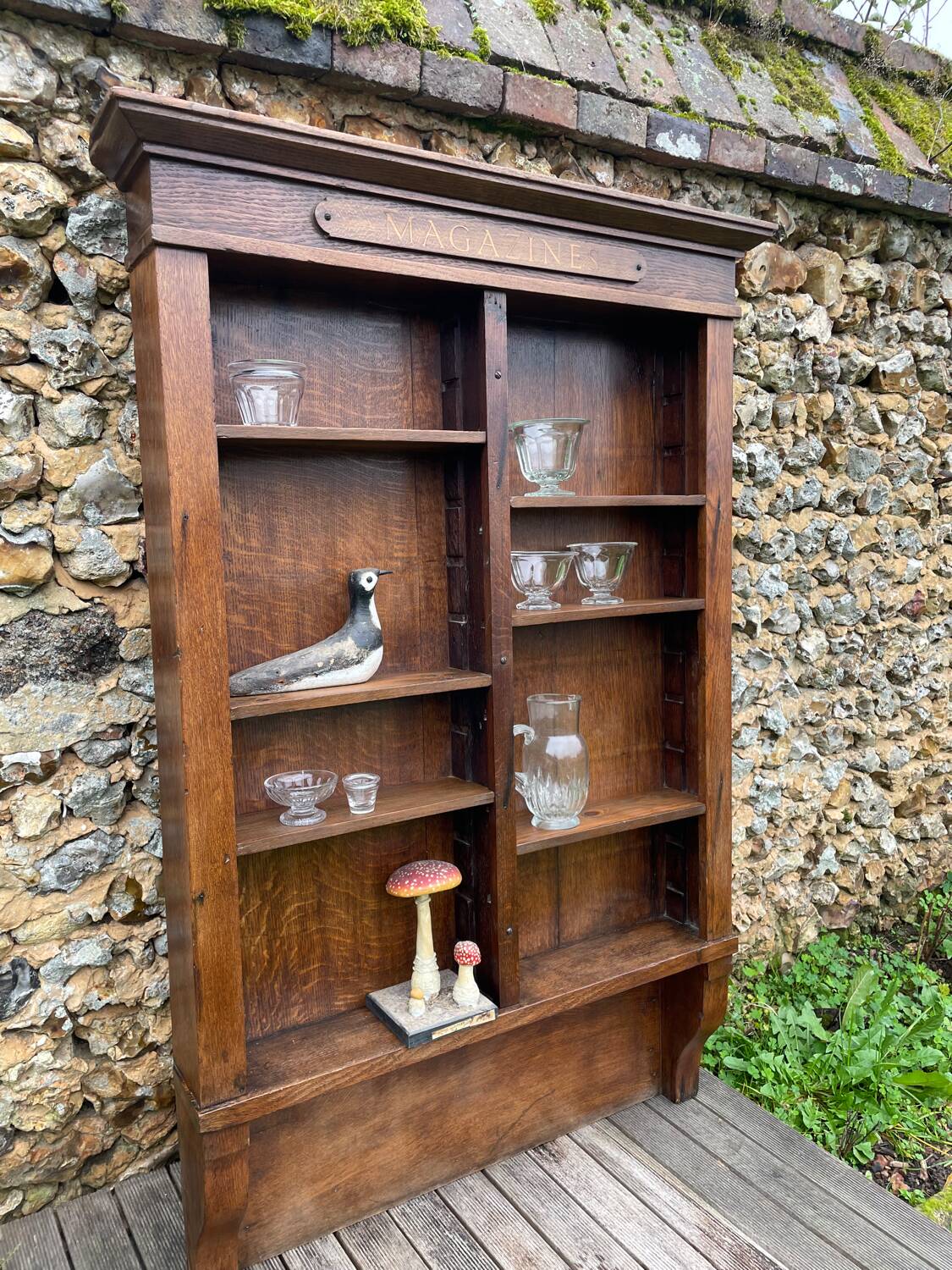 Antique oak wall shelf
