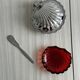 Silver-plated metal shell butter dish