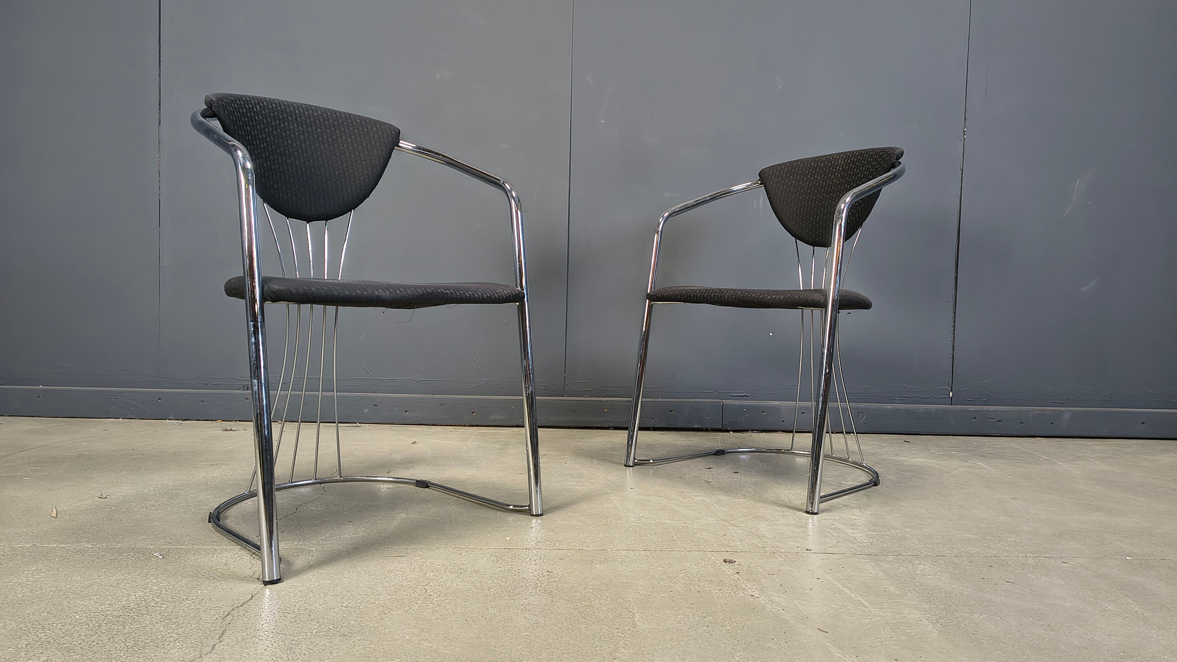Vintage chrome dining chairs by Effezeta, 1970s - set of 4