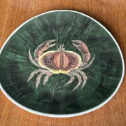 Fish service in glazed earthenware painted by hand signed Le Mao - 1960