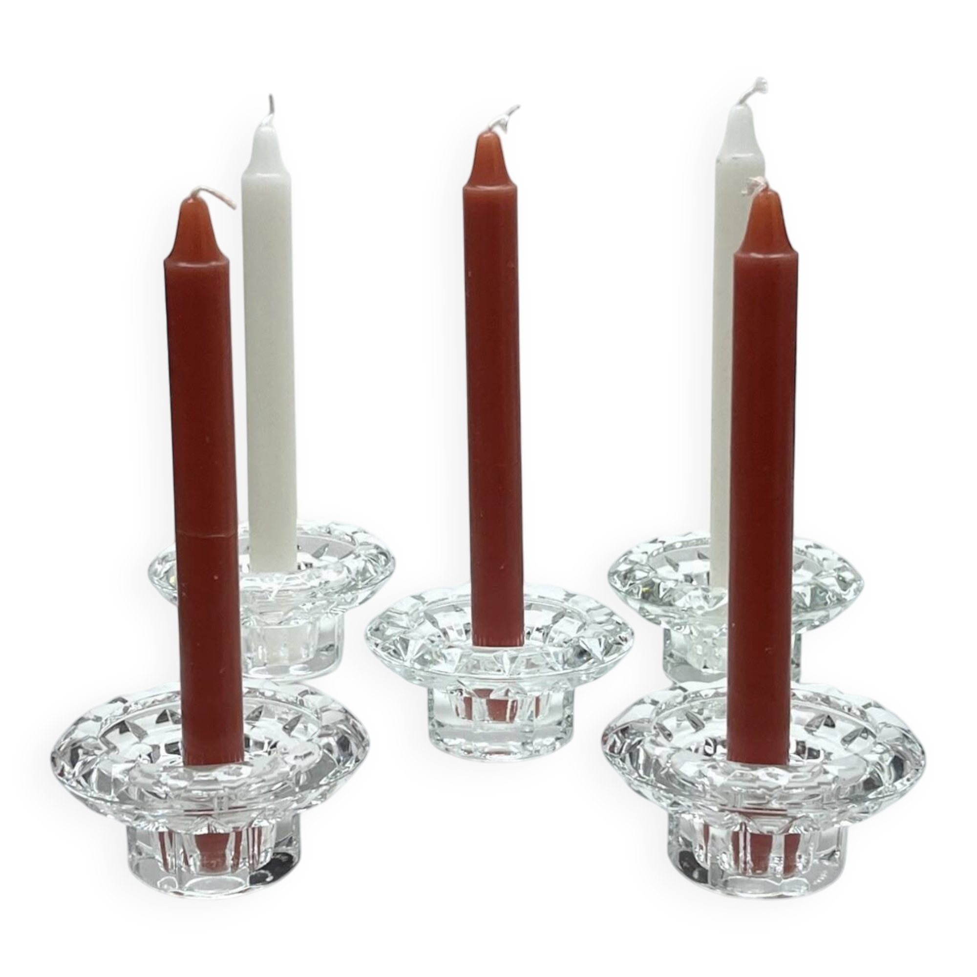 Vintage Art Deco candlestick in transparent moulded crystal glass