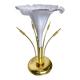 Italian white calla lily flower table lamp, Murano glass, circa 1970