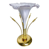 Italian white calla lily flower table lamp, Murano glass, circa 1970