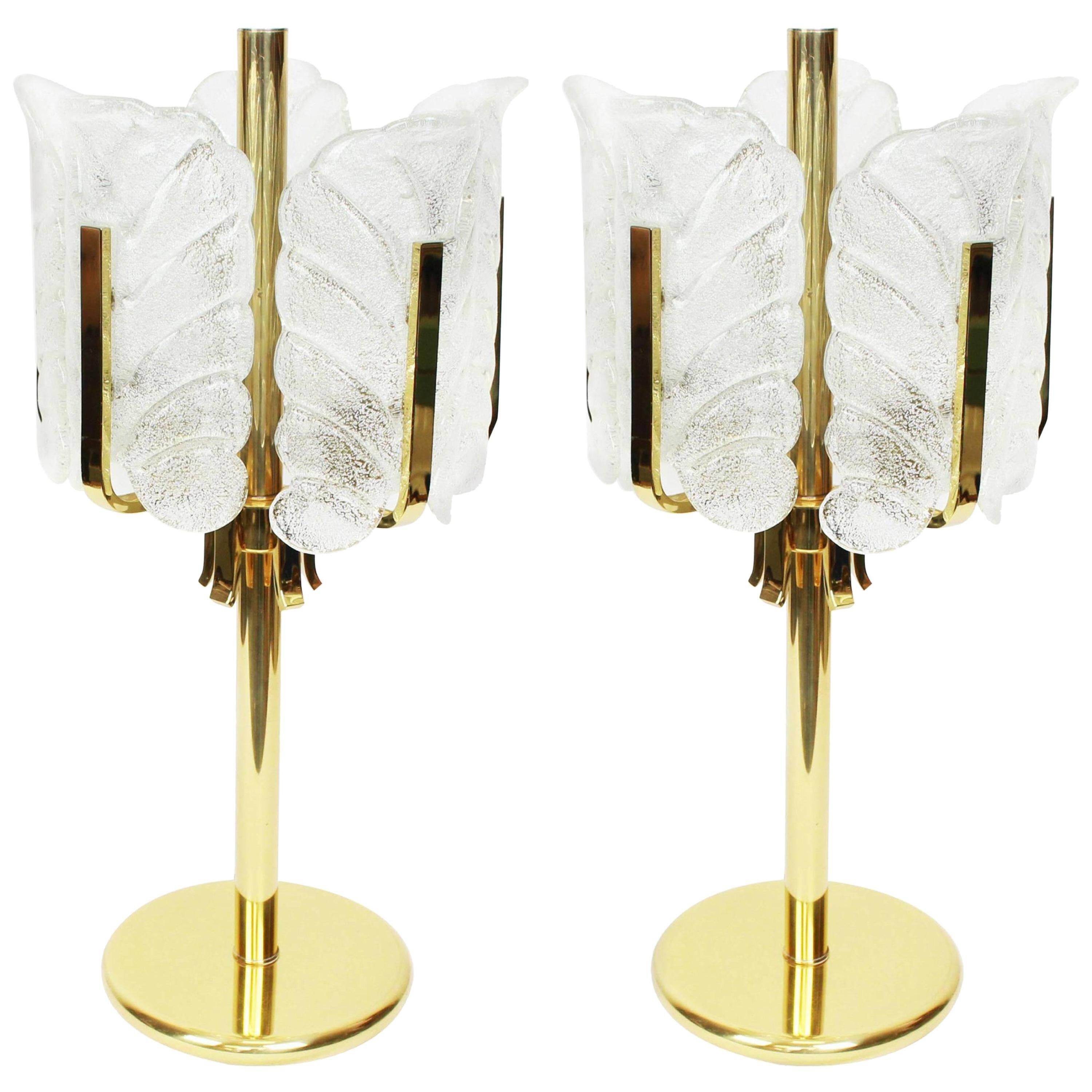 Table lamp by Carl Fagerlund for Orrefors, Murano glass leaves, 1960s