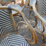 Ensemble de 6 fauteuils bistrot de terrasse en rotin type "parisienne".