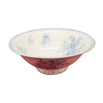 Salad bowl in earthenware Sarreguemines model Flora