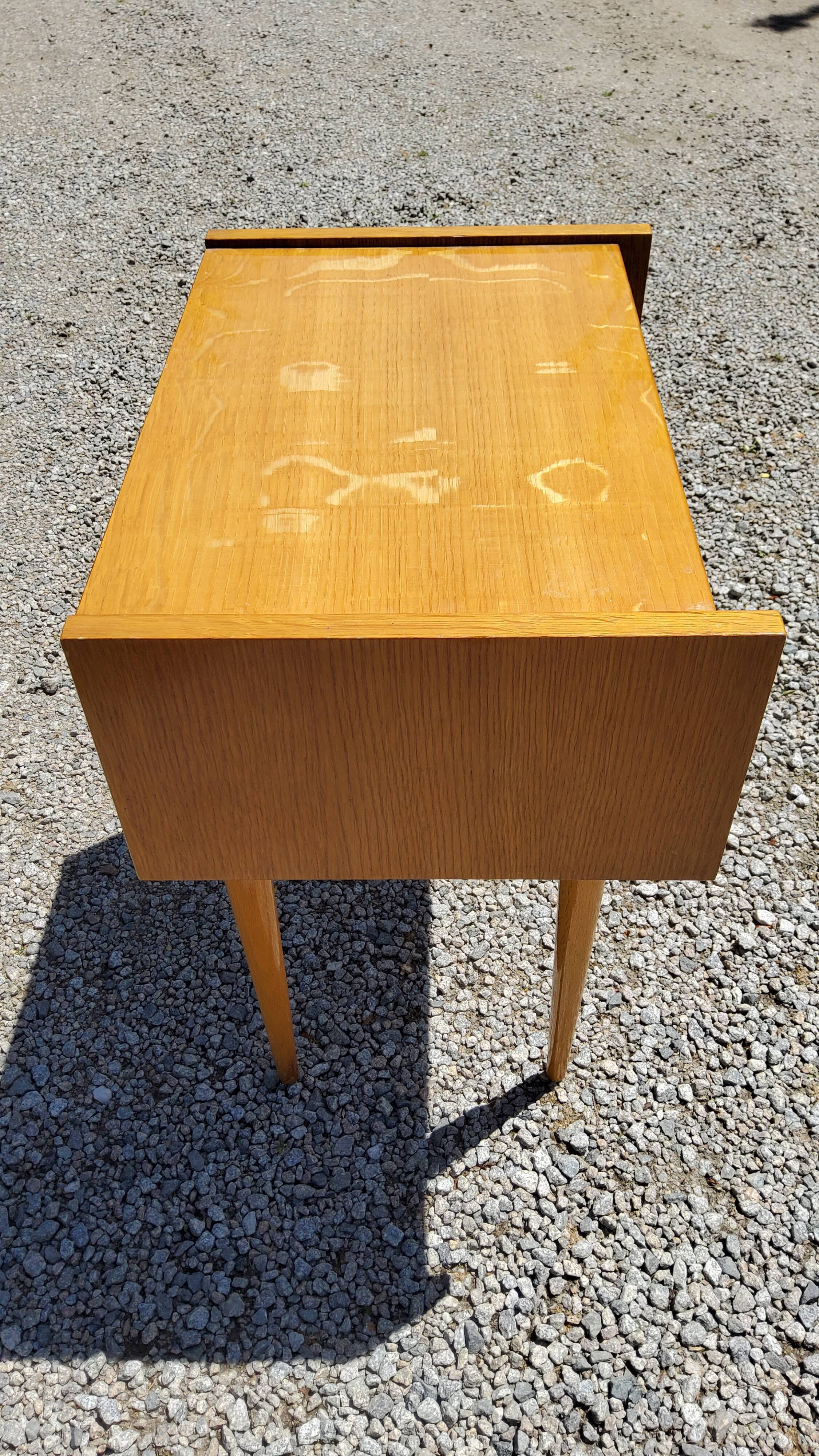 Bedside table in blond oak 1950
