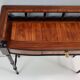 Vintage cherrywood and ebonized beech console table with a drawer, italy