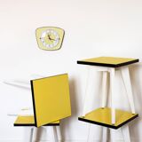 Lot 4 stools wood and formica yellow black and white