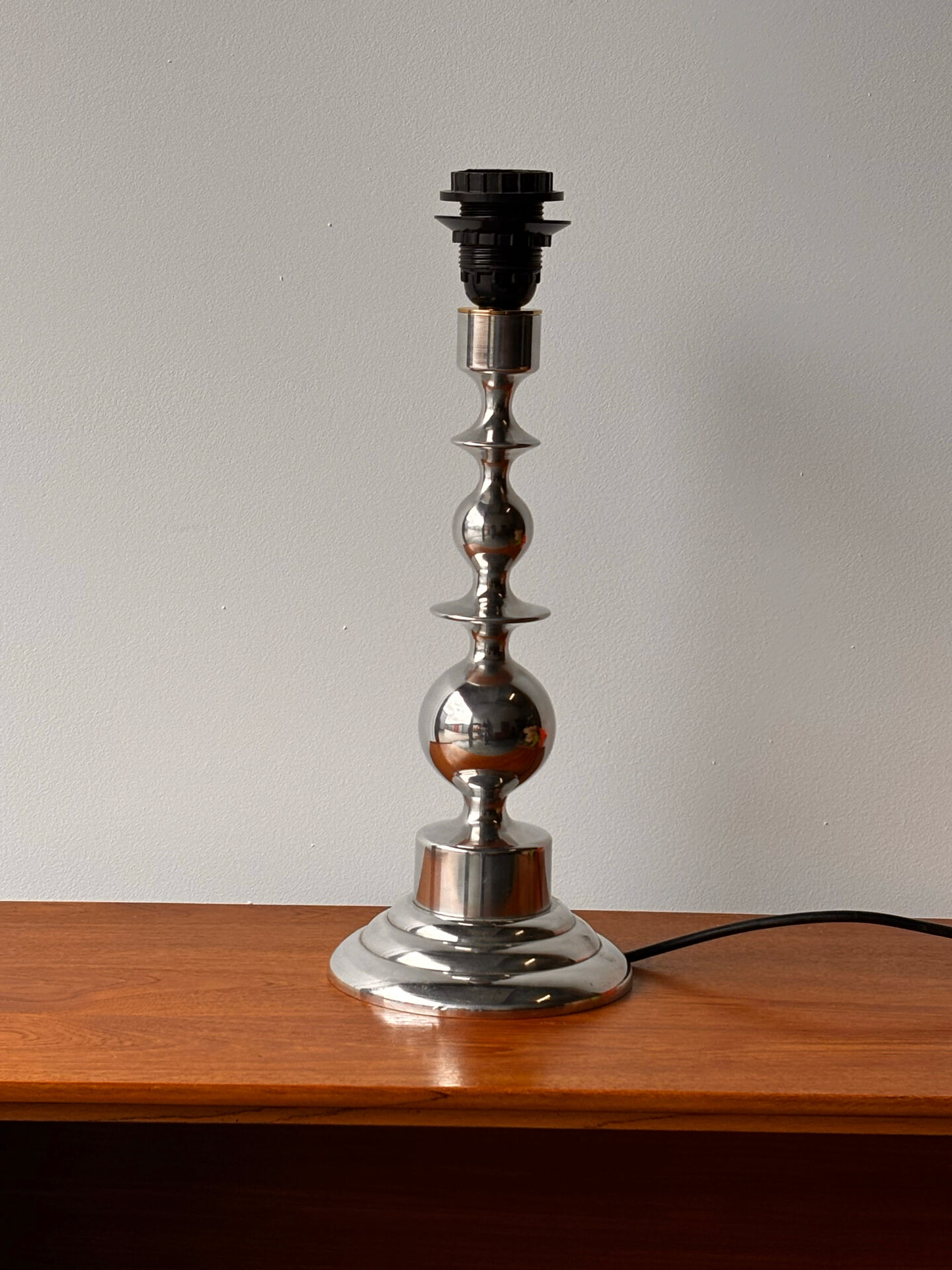 Mid-century Scandinavian sculptural lamp chrome 1970