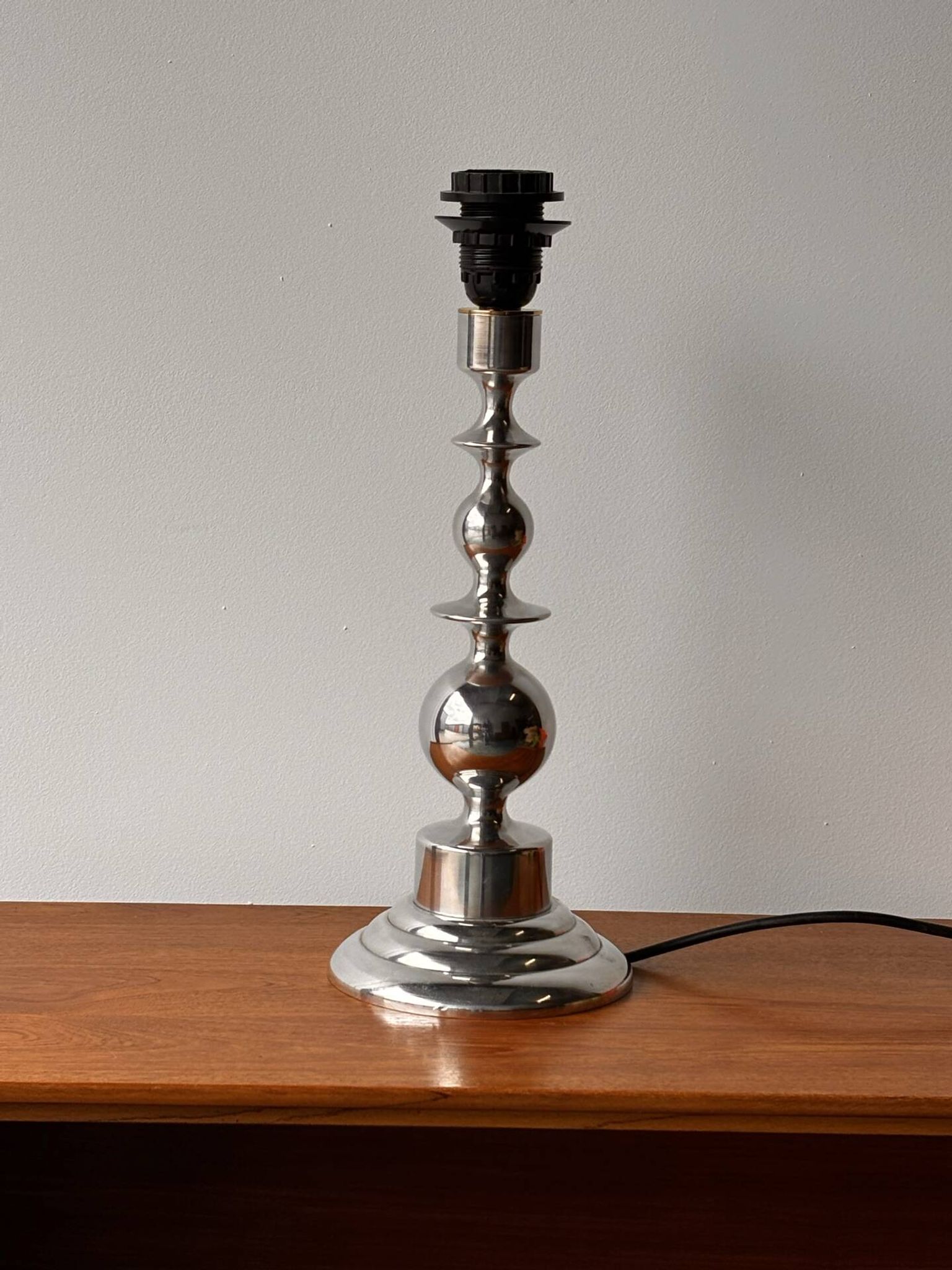 Mid-century Scandinavian sculptural lamp chrome 1970