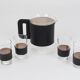 Carl Auböck Martini Set Black Leather Pitcher & Glasses, Austria, 1950s