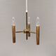 Chandelier with 3 light sources, made of metal and brass. 1960-70s