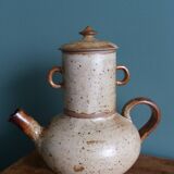 Tea or coffee service in Puisaye stoneware, signed Jean-Pierre Prud’homme