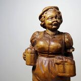 Subject "The Beer Waitress" in carved wood Ludwig Roger Germany years