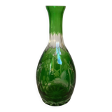 Green cut crystal bottle