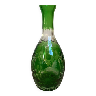 Green cut crystal bottle