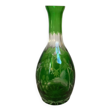 Green cut crystal bottle