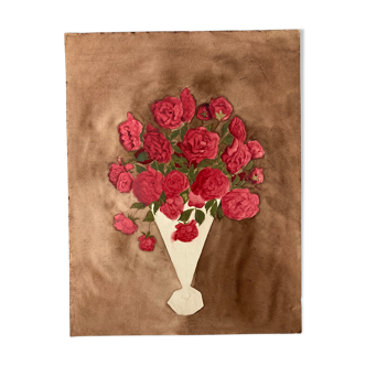 Aquarelle bouquet de roses vintage